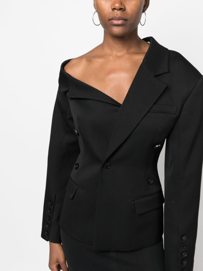 Shop Rokh Asymmetric Single-breasted Blazer In Black