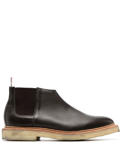 Shop Thom Browne Mid-top Chelsea Ankle Boots In Brown