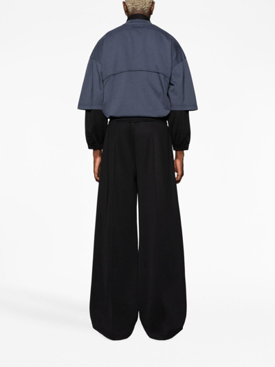 Shop Reebok Special Items Wide-leg Cotton-blend Track Pants In Black