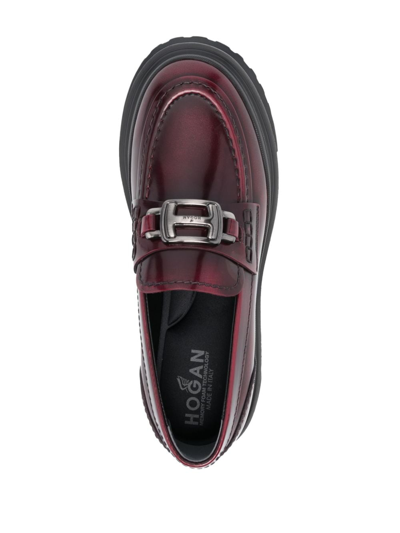 Shop Hogan 40mm Slip-on Leather Loafers In Red
