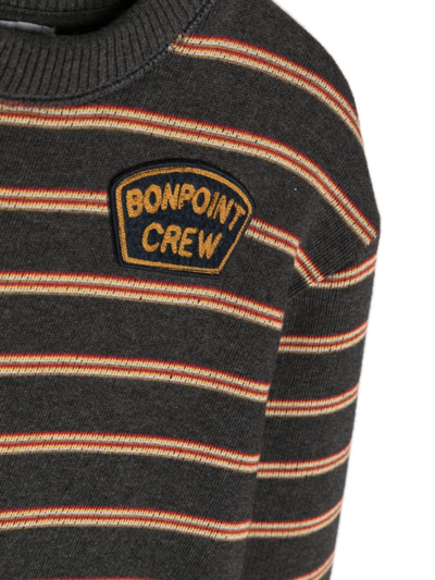 Shop Bonpoint Logo-patch Striped Jumper In Grey