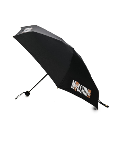 Shop Moschino Teddy Bear-motif Compact Umbrella In Black