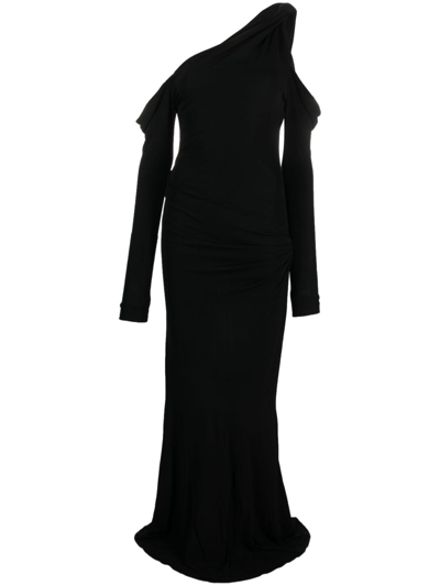 Shop Blumarine One-shoulder Maxi Dress In Black