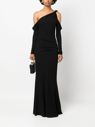 Shop Blumarine One-shoulder Maxi Dress In Black