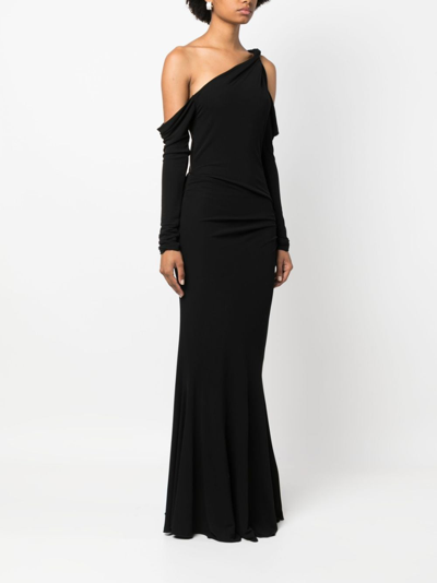 Shop Blumarine One-shoulder Maxi Dress In Black