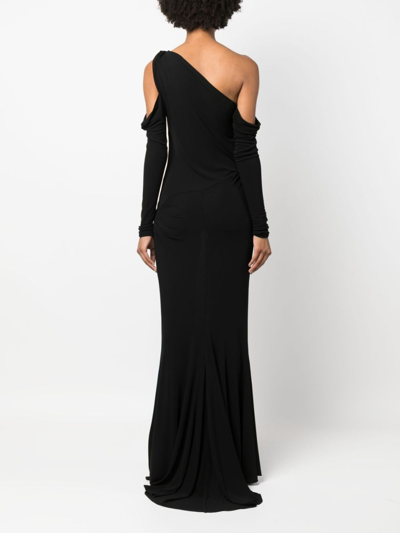 Shop Blumarine One-shoulder Maxi Dress In Black