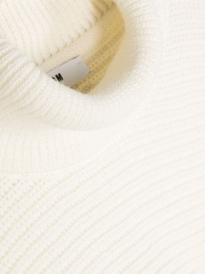 Shop Msgm Short Turtleneck In Ivory Knit In Bianco