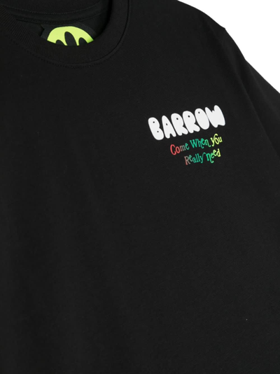 Shop Barrow Black T-shirt With Multicoloured Lettering Logo In Nero