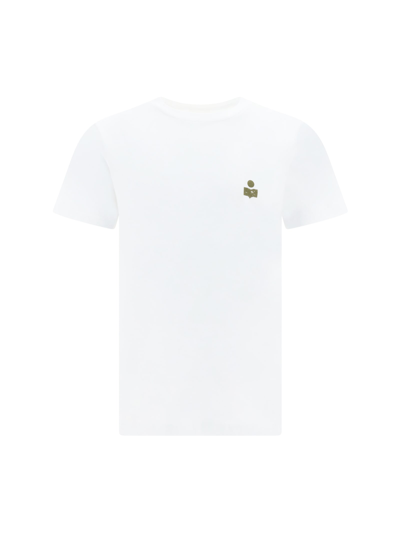 Shop Isabel Marant Zafferth T-shirt In Khaki/white