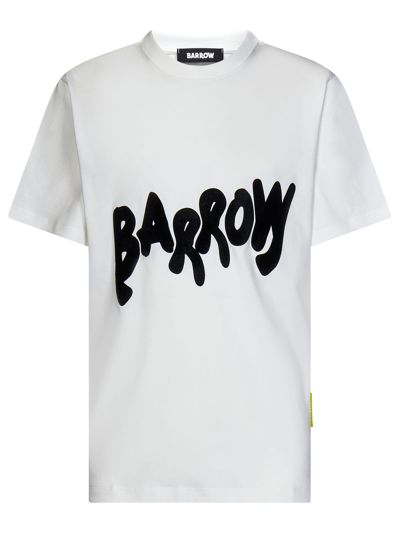 Shop Barrow White Cotton T-shirt In Bianco