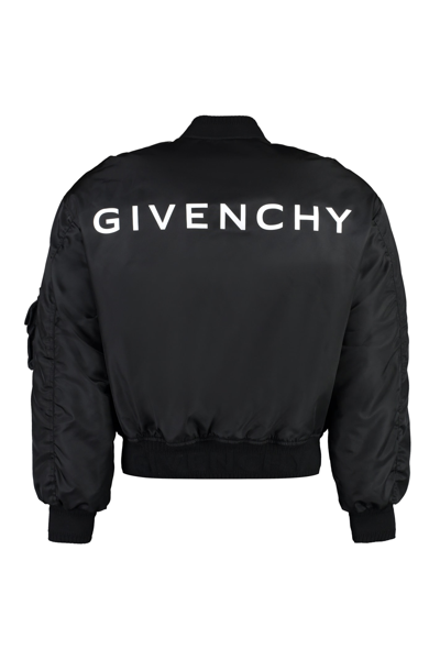 Shop Givenchy Nylon Bomber Jacket In Black