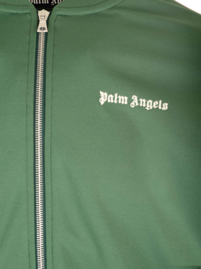 Shop Palm Angels Track Jacket In Green-colored Technical Fabric