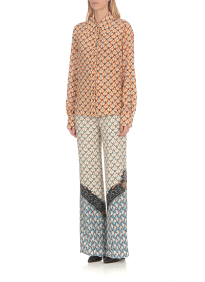 Shop Etro Silk Shirt With Floralia Pattern In Orange