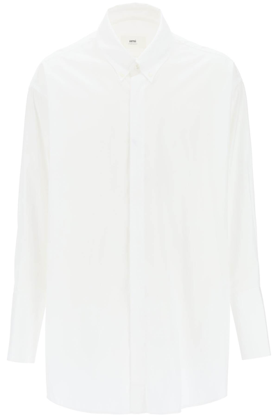 Shop Ami Alexandre Mattiussi Oversized Poplin Shirt In White (white)