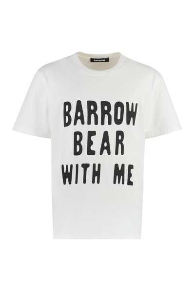 Shop Barrow Cotton Crew-neck T-shirt In White