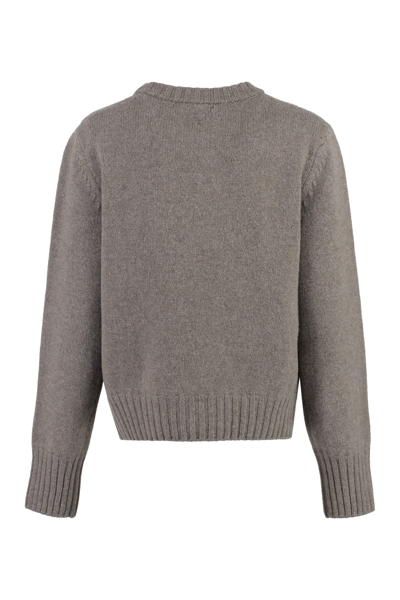 Shop Bottega Veneta Crew-neck Wool Sweater In Taupe