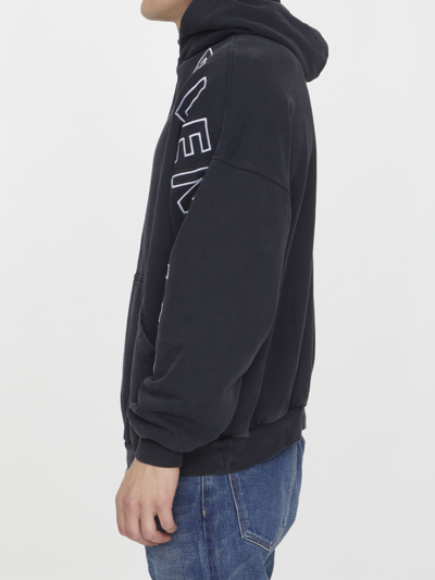 Balenciaga Logo Embroidered Oversized Hoodie In Black