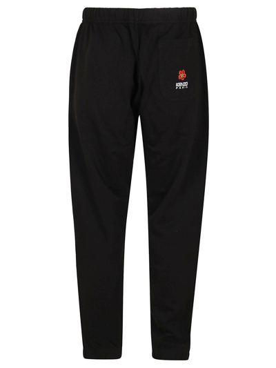Shop Kenzo Logo Embroidered Jogging Pants In Nero