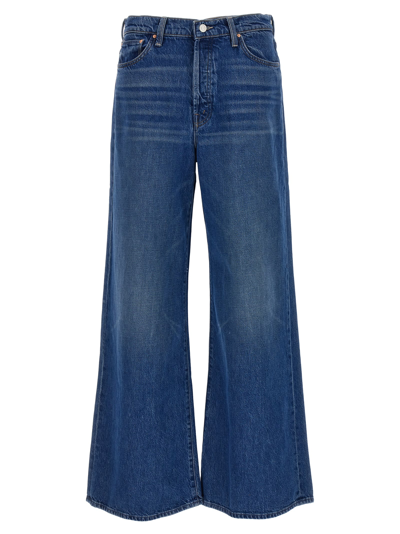 Shop Mother Jeans The Ditcher Roller Sneak In Blue