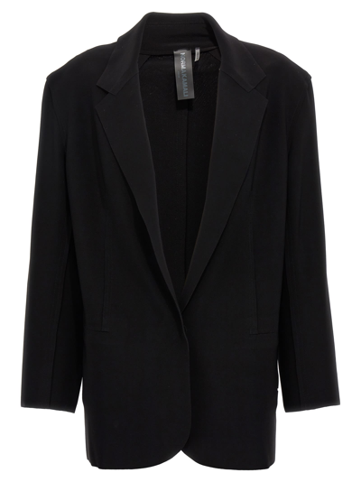 Shop Norma Kamali Single-breasted Belt Blazer In Black