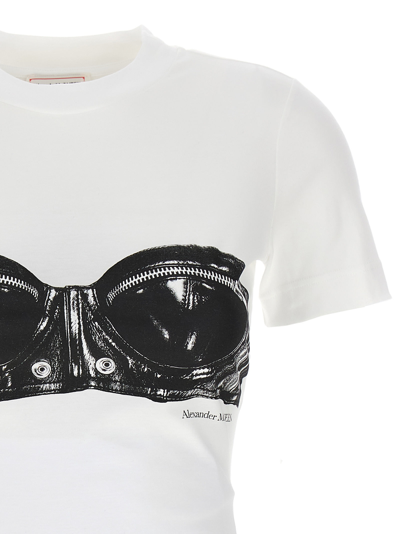 Shop Alexander Mcqueen Corset Print T-shirt In White/black