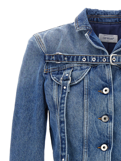 Off-white Off White Denim Jacket With Harness Details In Blue