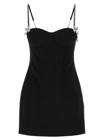 Shop Area Butterfly Crystal Mini Dress In Black