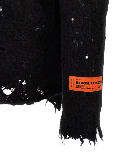 Shop Heron Preston Shredded Knit Sweater In Black