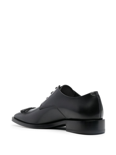 Shop Balenciaga Logo-embossed Leather Derby Shoes In Black