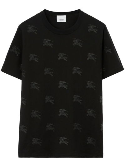 Shop Burberry Equestrian-knight Print Cotton T-shirt In Black