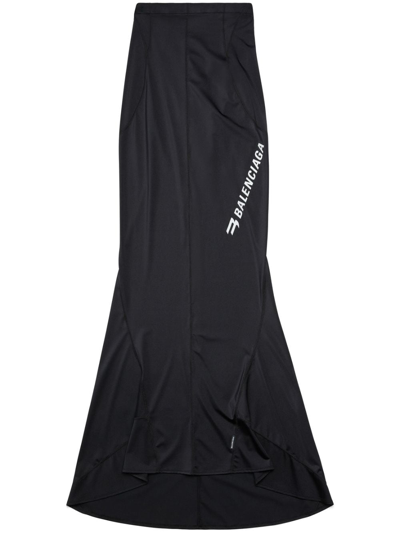 Shop Balenciaga Sporty B Maxi Mermaid Skirt In Black