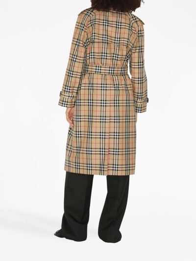 Burberry Checked Trench In Beige