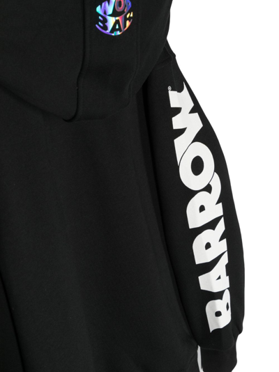Shop Barrow Logo-print Cotton Hoodie In Black