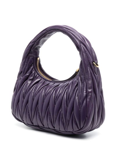 Shop Miu Miu Mini Wander Matelassé Shoulder Bag In Purple