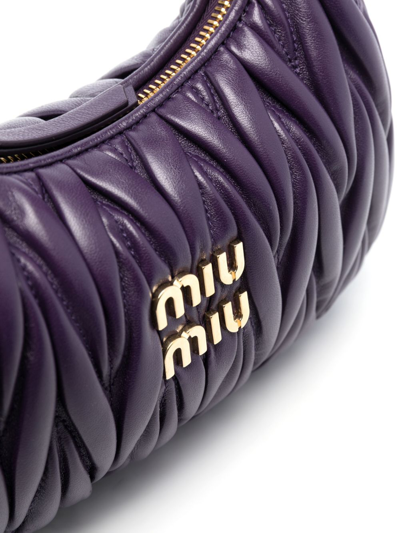 Shop Miu Miu Mini Wander Matelassé Shoulder Bag In Purple