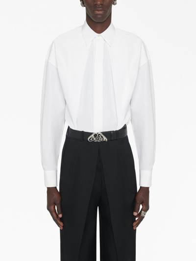 Shop Alexander Mcqueen Folded Long-sleeved Cotton Shirt In White