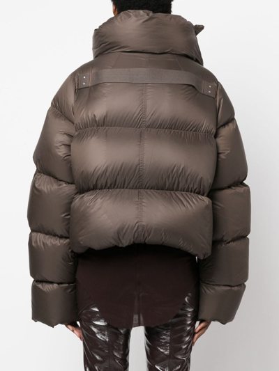Shop Rick Owens Funnel-neck Padded Down Jacket In Brown