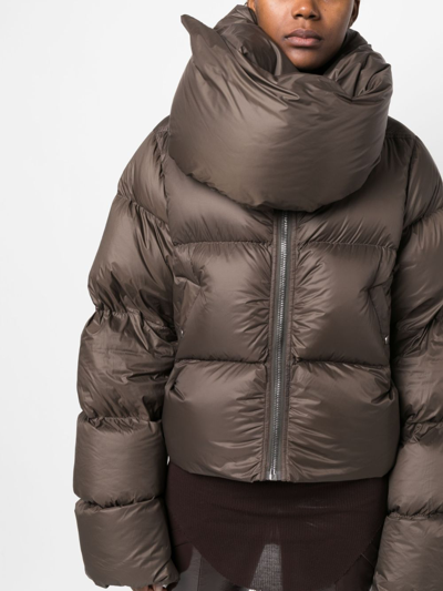 Shop Rick Owens Funnel-neck Padded Down Jacket In Brown