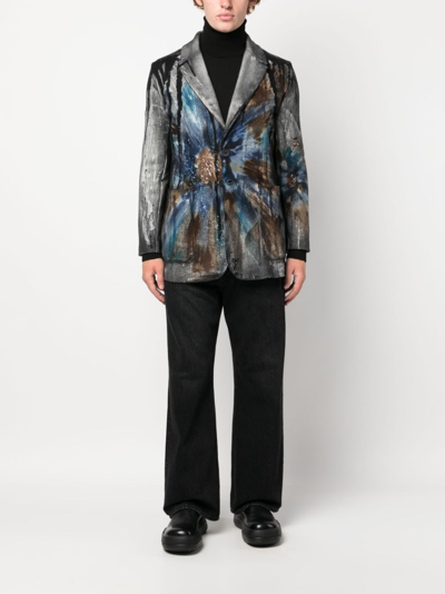 Shop Avant Toi Abstract-print Single-breasted Blazer In Grey