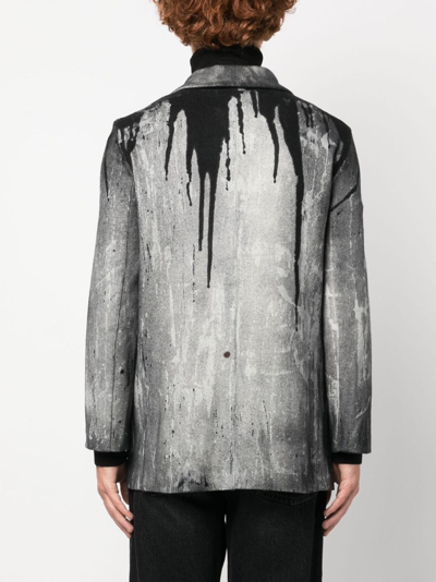 Shop Avant Toi Abstract-print Single-breasted Blazer In Grey