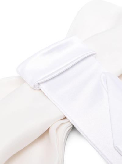 Shop Parlor Bow-detail Satin Gloves In White
