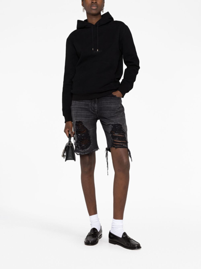 Saint Laurent Logo Hoodie In Black