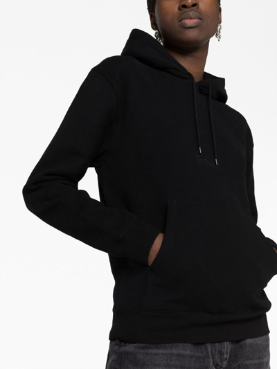 Shop Saint Laurent Logo-print Drawstring Hoodie In Schwarz