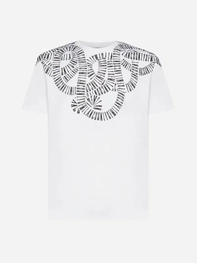 Shop Marcelo Burlon County Of Milan Snake Wings Cotton T-shirt In White,black