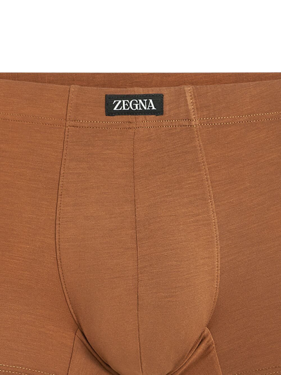 Shop Zegna Logo-patch Boxer Briefs In Brown