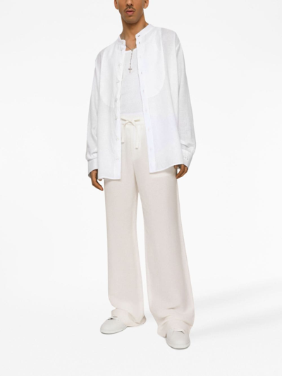 Shop Dolce & Gabbana Button-up Linen Shirt In White