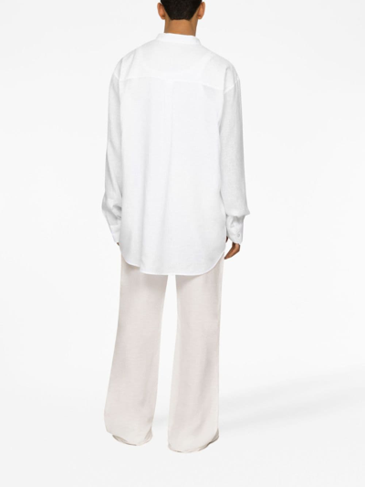 Shop Dolce & Gabbana Button-up Linen Shirt In White