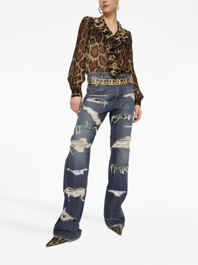 Dolce & Gabbana Distressed-effect Straight-leg Jeans In Blue