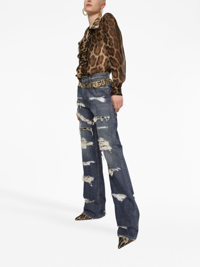 Shop Dolce & Gabbana Distressed-effect Straight-leg Jeans In Blue