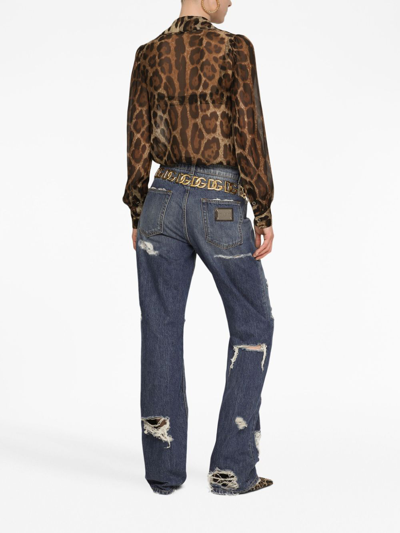 Dolce & Gabbana Distressed-effect Straight-leg Jeans In Blue